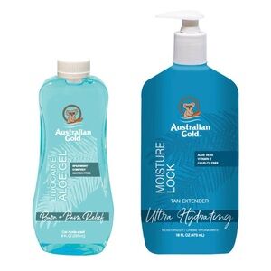 Australian Gold Moisture Lock Tan Extender 16 Oz Aloe Vera Freeze Gel 8 Oz 2 Pk
